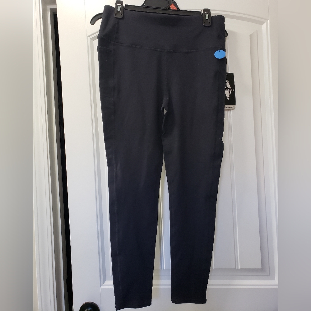 Skechers Go Walk Flex High Waist Black Leggings w/ Pockets Women's Large NWT